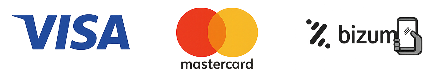 Verfügbare Zahlungsmethoden: Visa, Mastercard, Bizum und mehr
